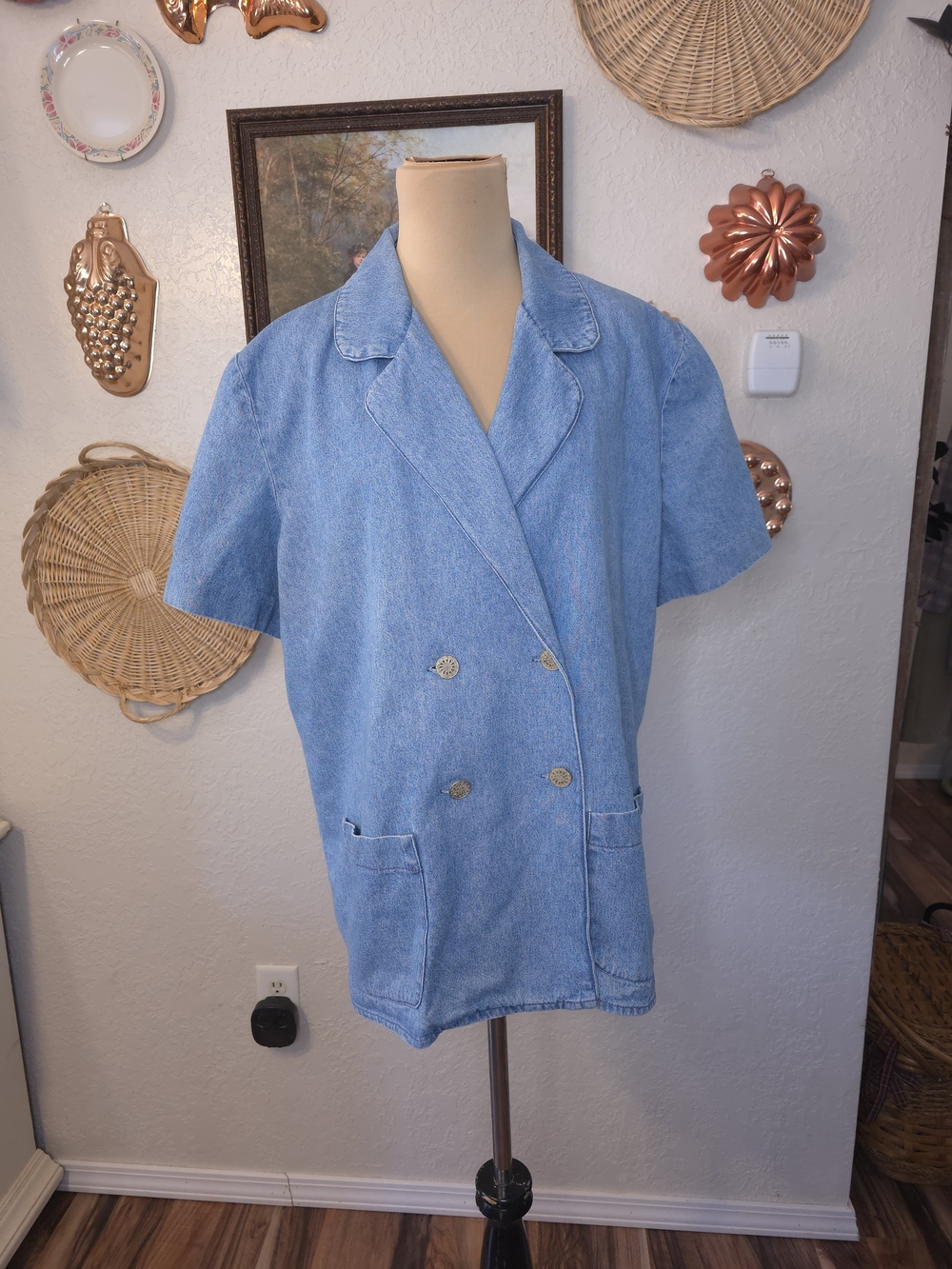 Vintage River Ridge Trading Company Denim Blazer Shirt XL 100% Cotton Americana